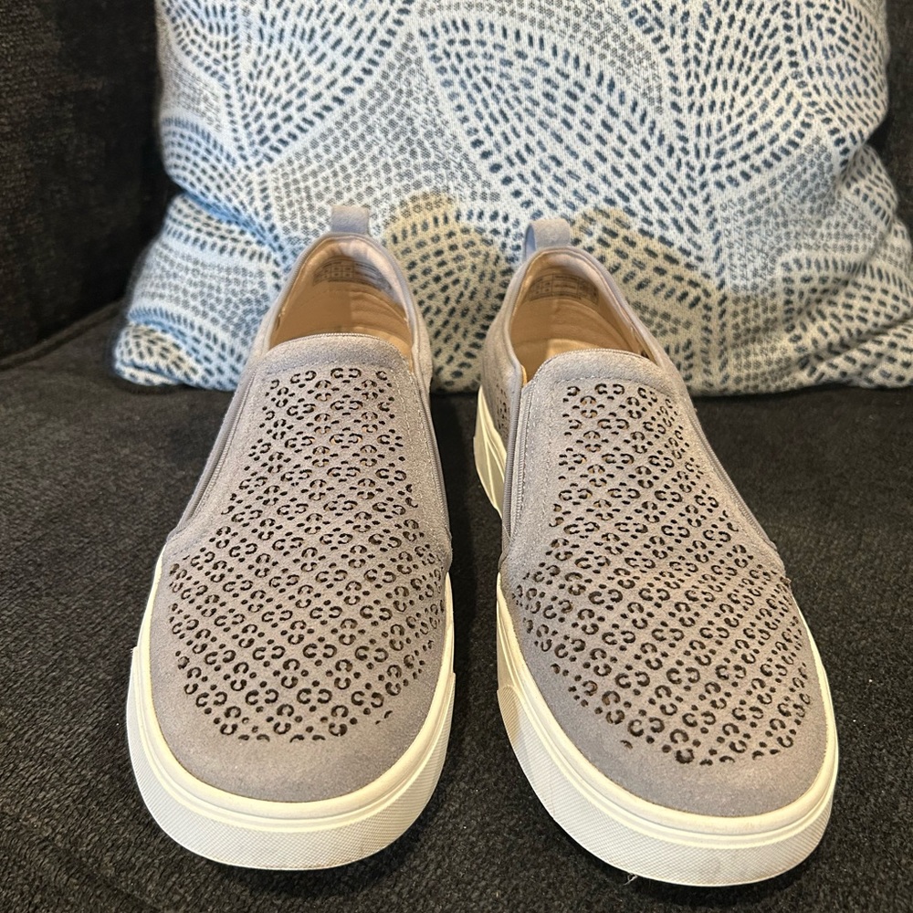 Vionic Women's Slip-On Perforated Suede Flats - Grey